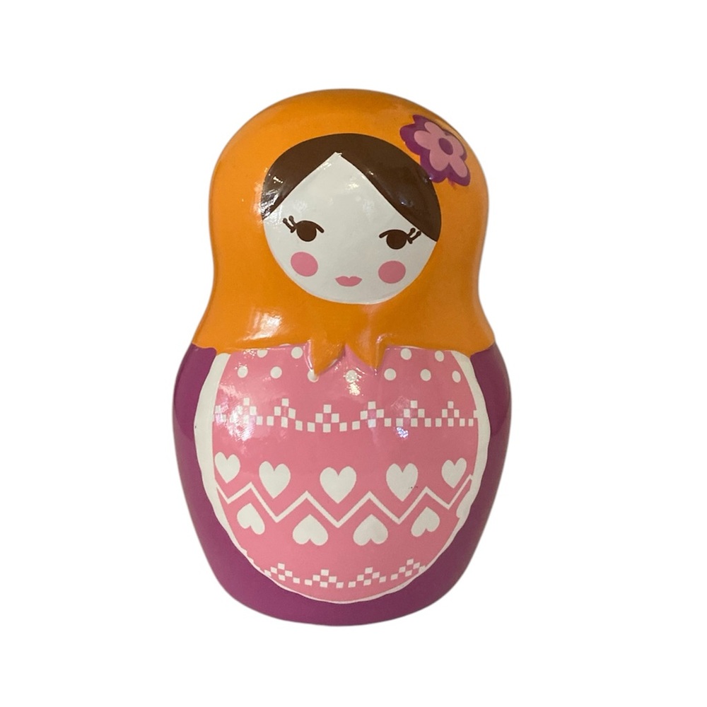 Target 2013 Matryoshka Russian Nesting Doll Coin Piggy Bank Ceramic w/ Stopper